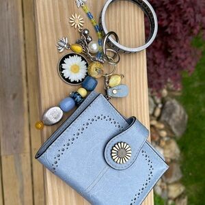Chic Blue Floral Wristlet